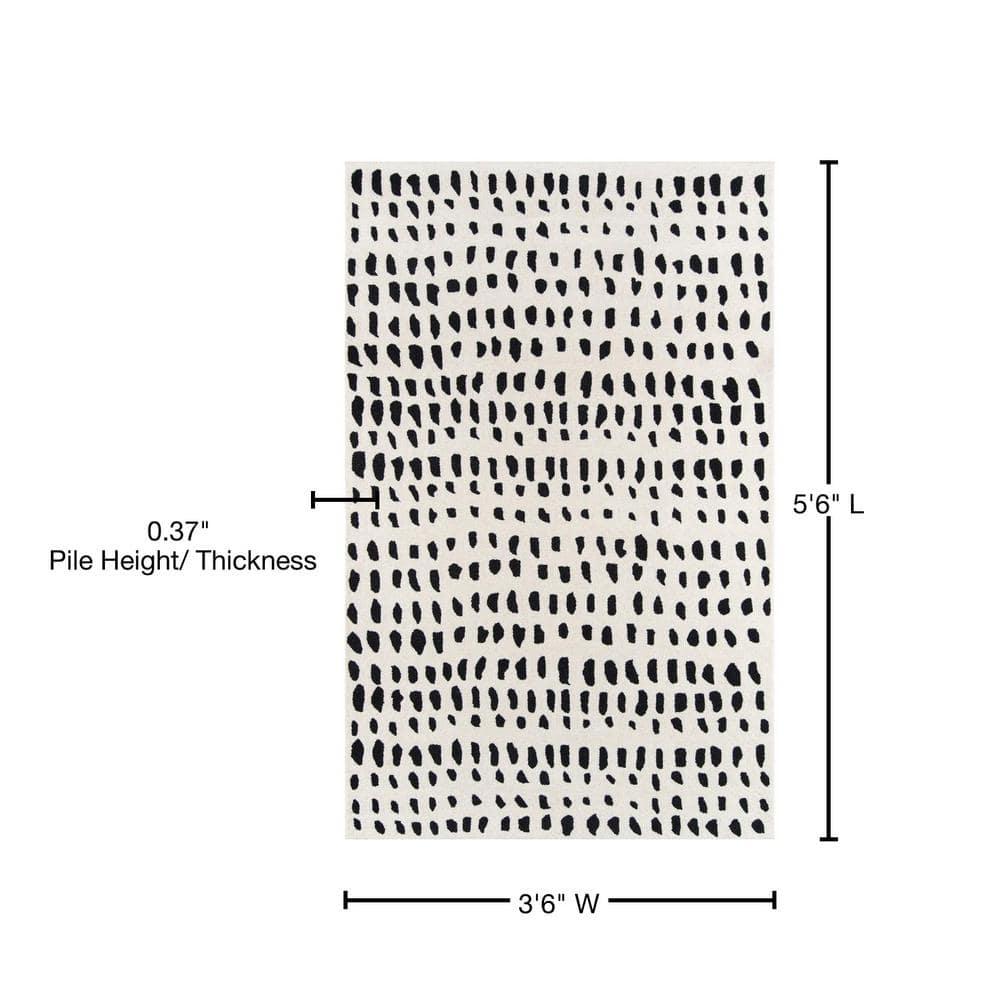 3'6"x5'6" Delmar Area Rug Ivory - Novogratz by Momeni: Chevron Pattern, Low Pile Wool, Indoor Accent Rug