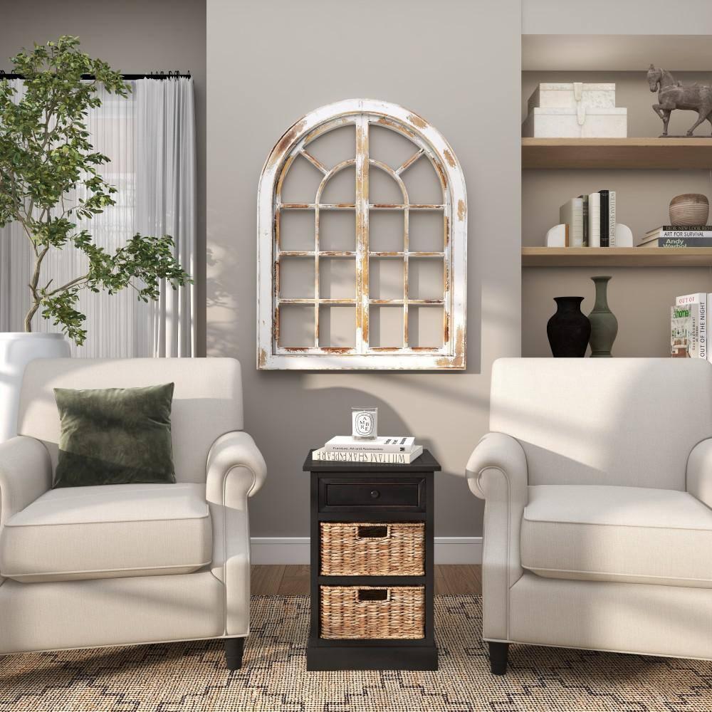 Farmhouse Wooden Chest with Wicker Basket Drawers Black - Olivia & May: No Assembly, Indoor Use, MDF Composite