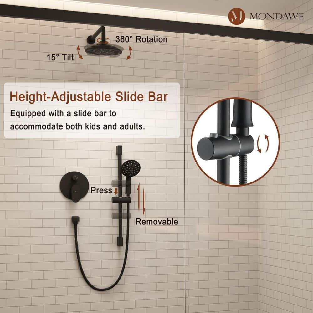 mondawe Calliope Wall Mounted 2-Function Retro Pressure-Balanced Shower System with 3 Setting Handheld MD-A3815-ORB