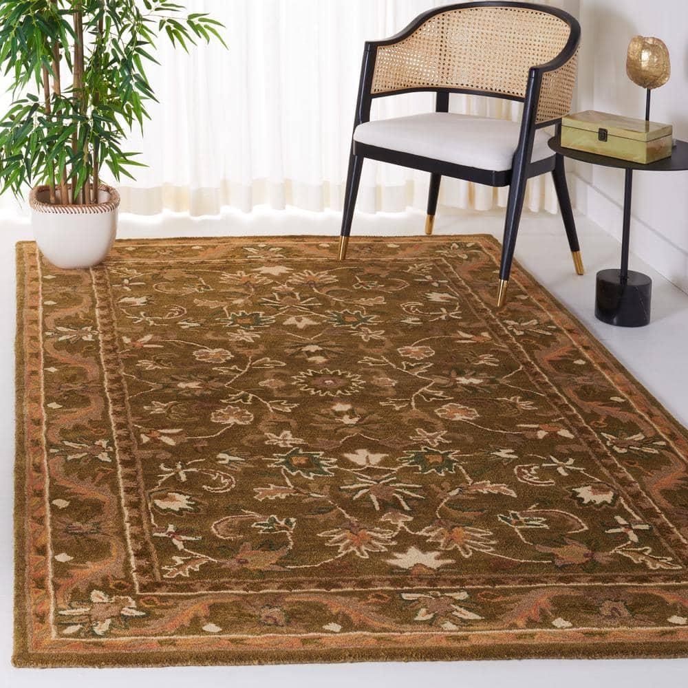 Antiquity AT52 Hand Tufted Indoor Accent Rug - Olive/Gold - 3'x5' - Safavieh