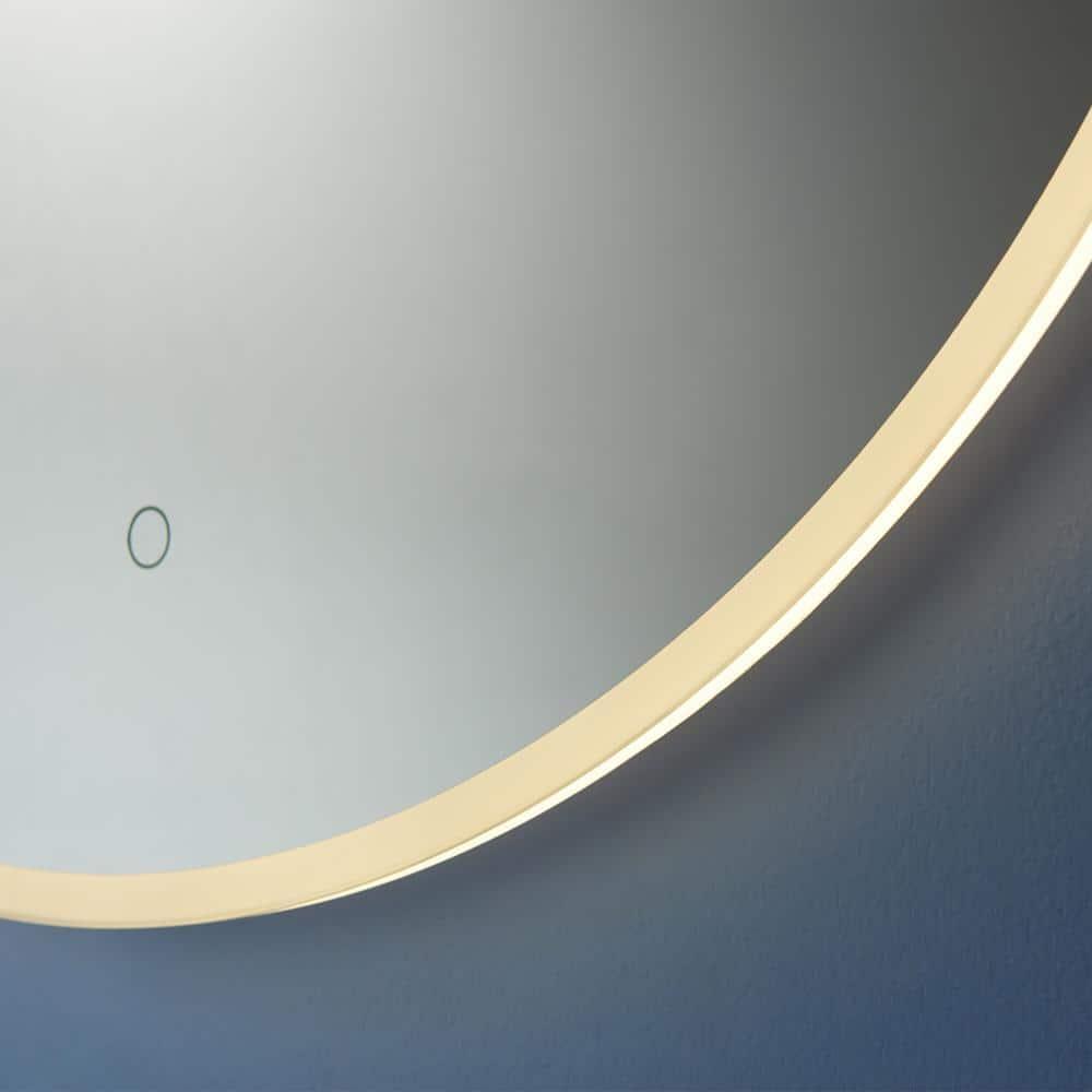 Century 32 in. W x 32 in. H Frameless Round LED Light Bathroom Vanity Mirror in Silver Finish