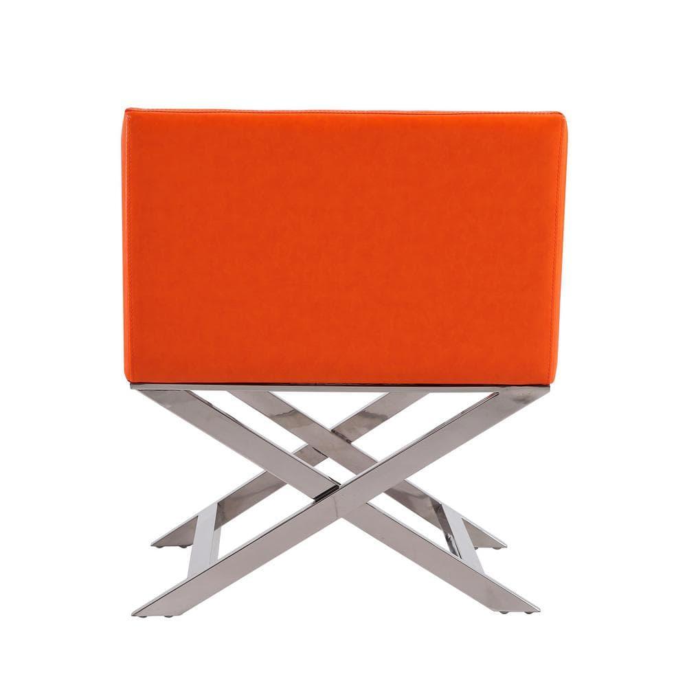 Set of 2 Hollywood Faux Leather Lounge Accent Chairs Orange - Manhattan Comfort: Chrome-Finished Metal, No Assembly Required