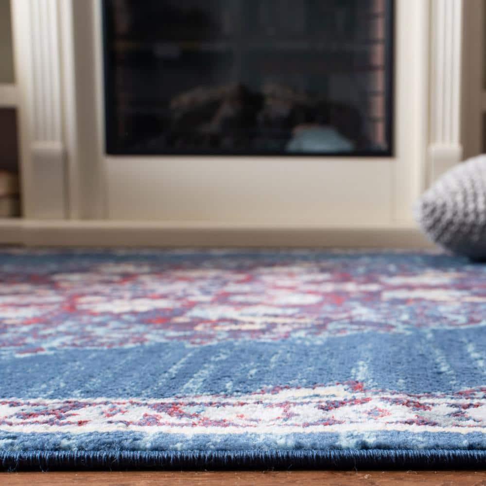 SAFAVIEH Brentwood Harland Floral Bordered Area Rug, 6' x 9', Navy/Burgundy