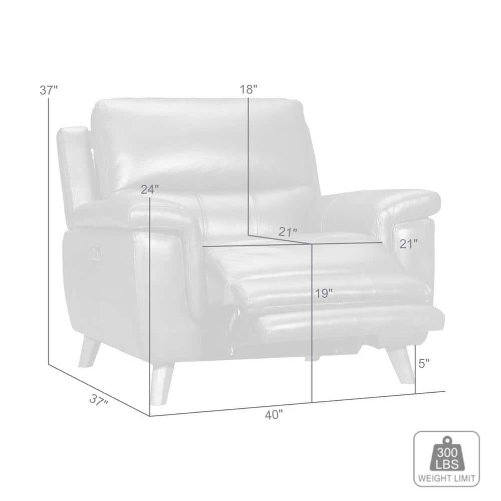 Lizette Contemporary Leather Power Recliner Chair with USB Gray - Armen Living