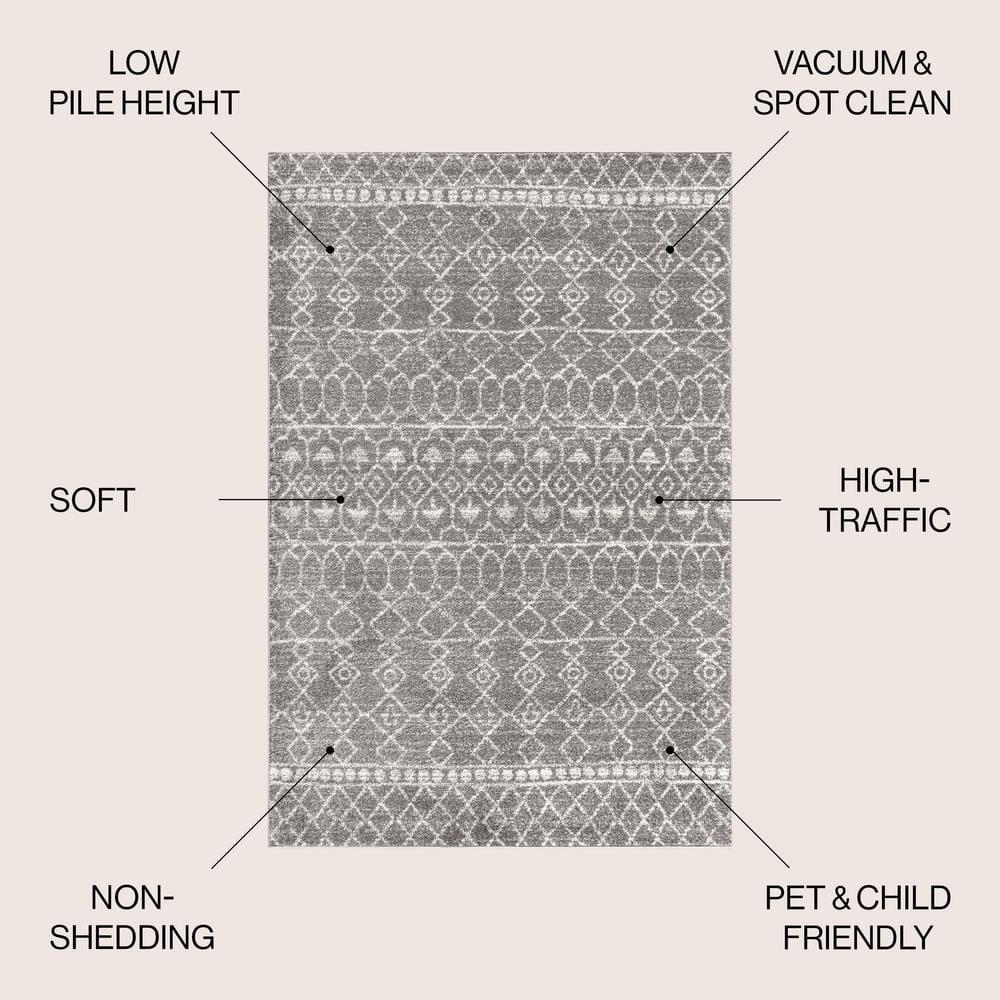 8'x10' Izil Moroccan Beni Souk Area Rug, Gray/Cream - JONATHAN Y