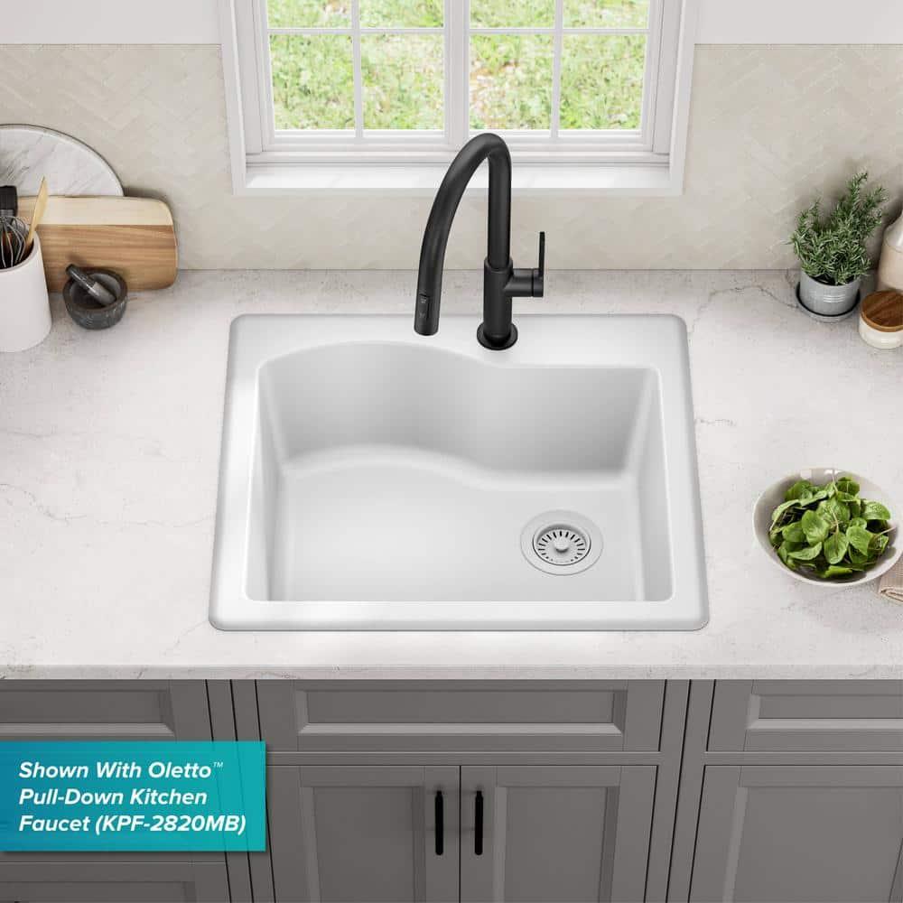 KRAUS Quarza™ 25" L Dual Mount Single Bowl Granite Kitchen Sink