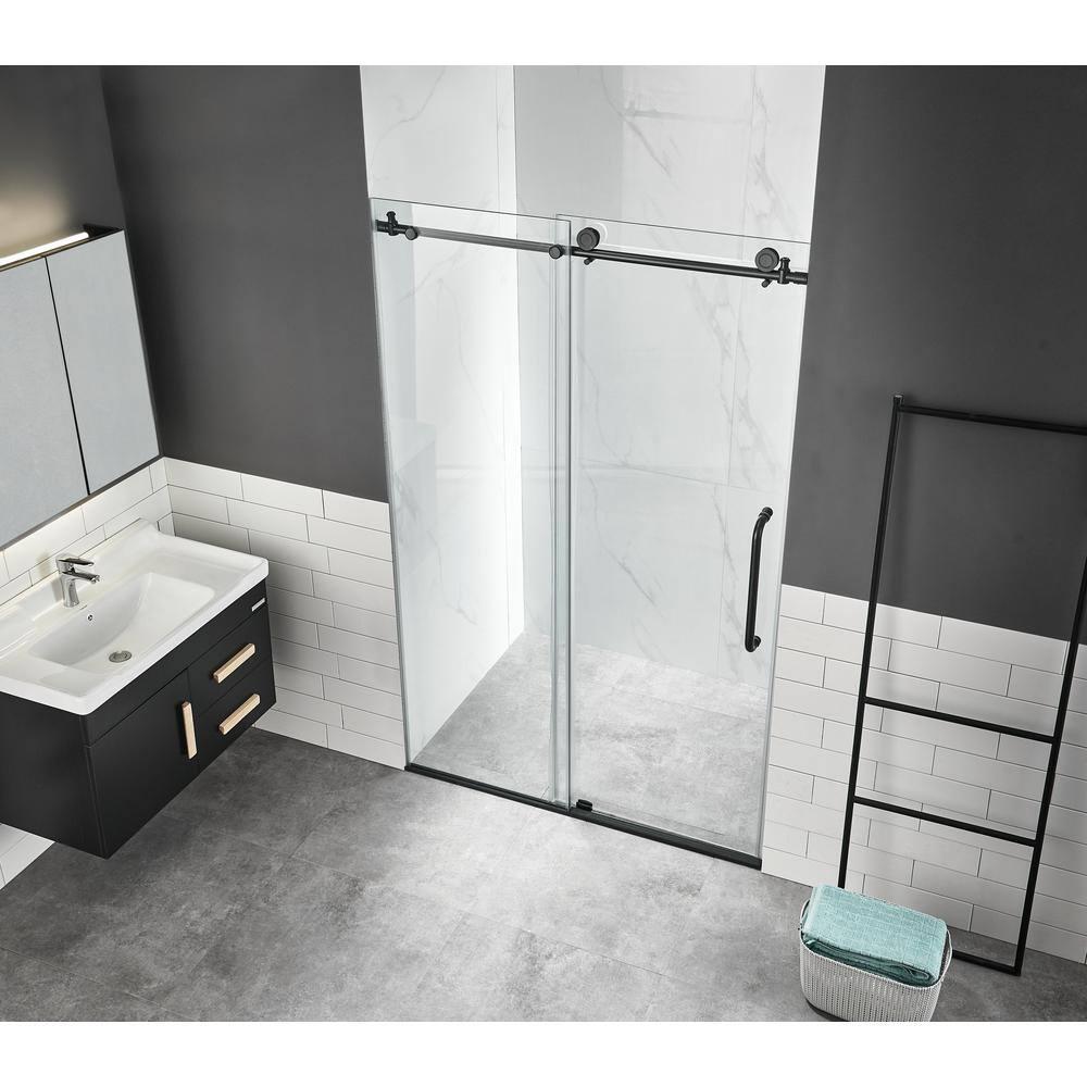 ANZZI SD-AZ13-01MB Madam Series 48" W x 76" H Single Sliding Semi-Frameless Shower Door