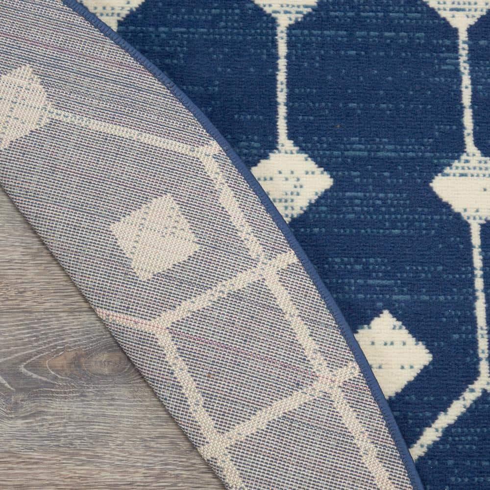 Nourison Grafix GRF37 Indoor Area Rug Navy 5'3" x ROUND