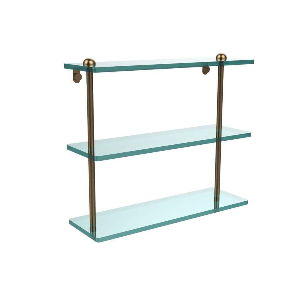 Allied Brass RC-5/16-BBR 16 Inch Triple Tiered Glass Shelf, Brushed Bronze