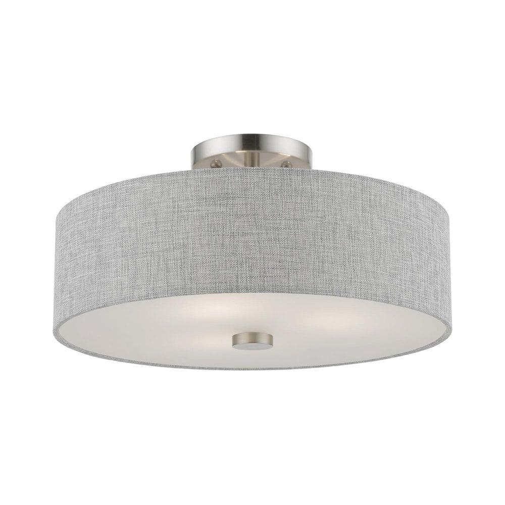 Livex Lighting Dakota 3 - Light Semi-Flush Mount in  Brushed Nickel/Shiny White