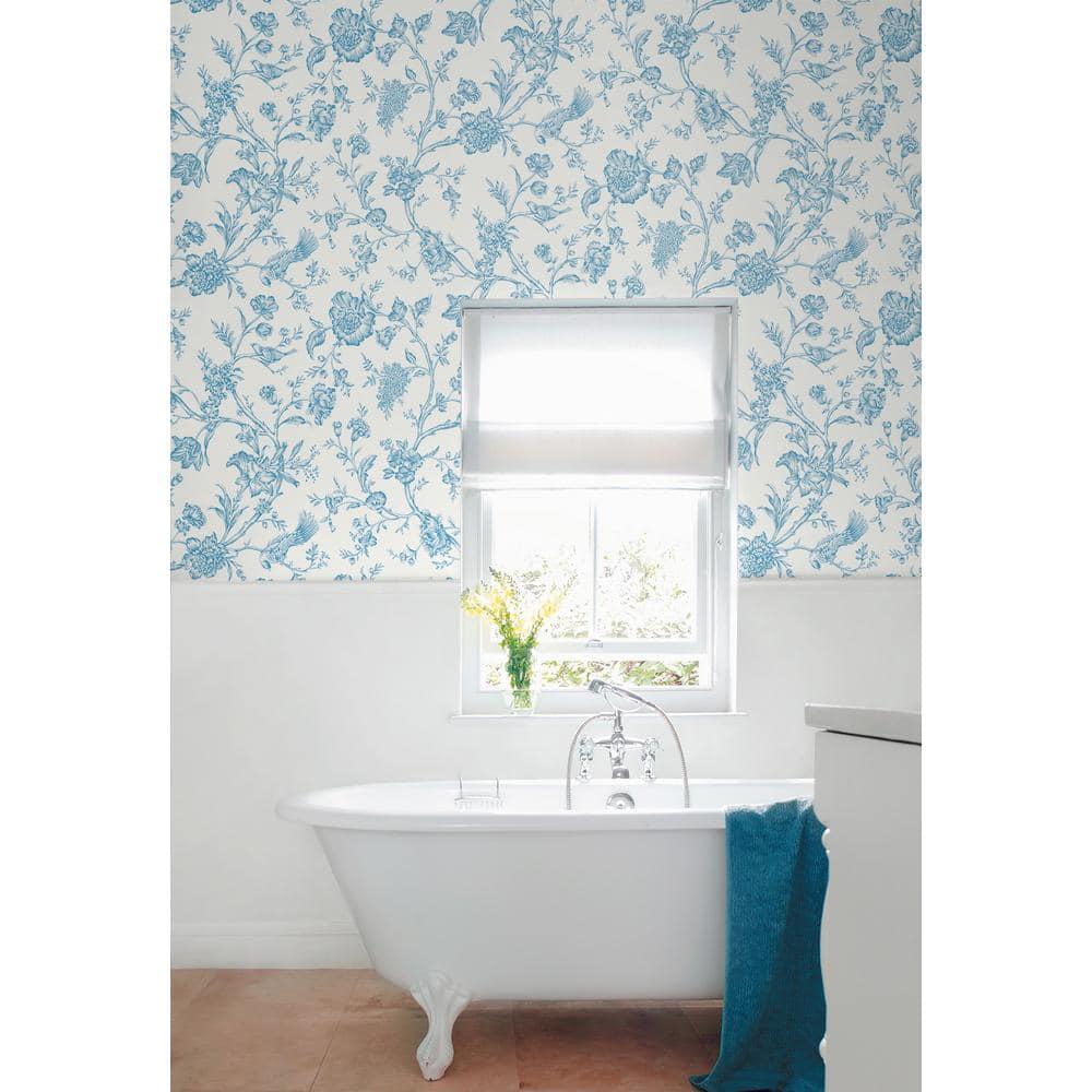 NextWall Carolina Blue Jasmine Chinoiserie Peel and Stick Wallpaper