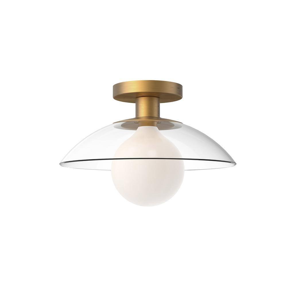 Francesca Aged Gold and Clear Glass Semi-Flush Mount Light