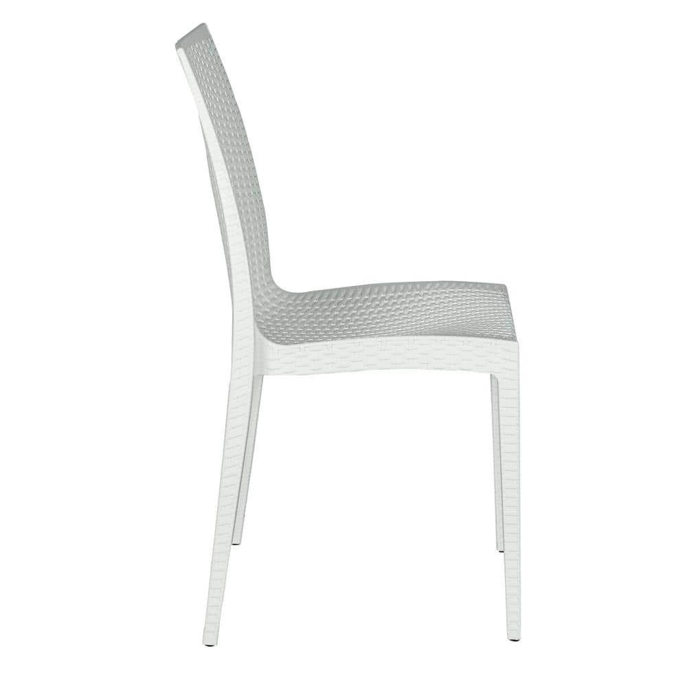 Weave Mace Indoor Outdoor Dining Chair (Armless), Set Of 4 - White