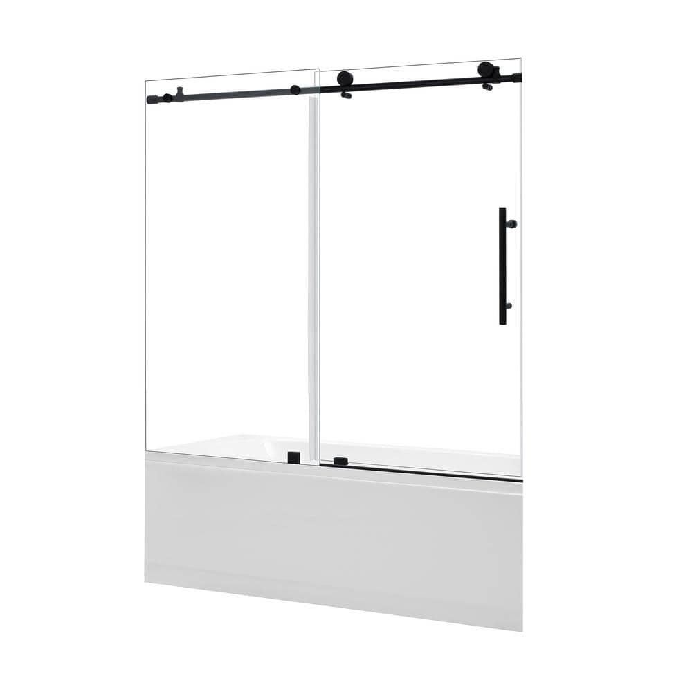56" - 60" W x 58" H Single Sliding Frameless Tub Door