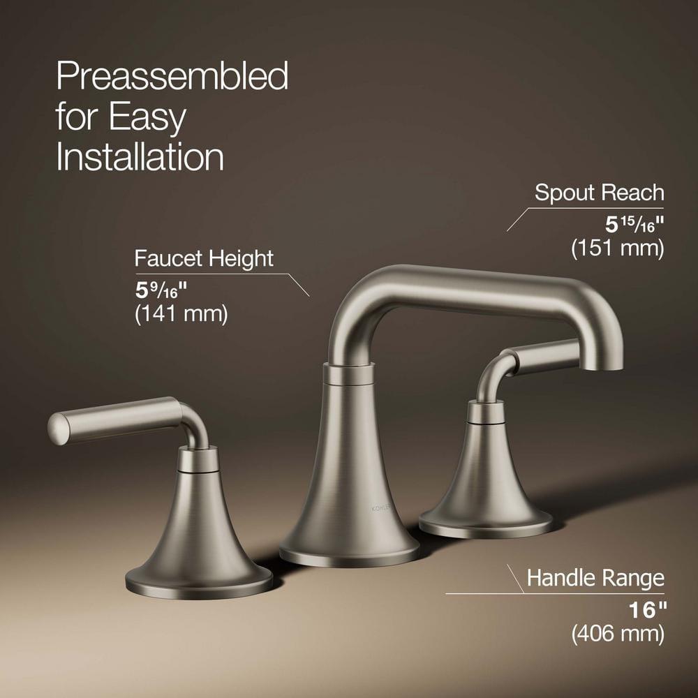 Tone Widespread Bathroom Sink Faucet, Three-Hole Bathroom Faucet with Clicker Drain, 1.2 GPM
