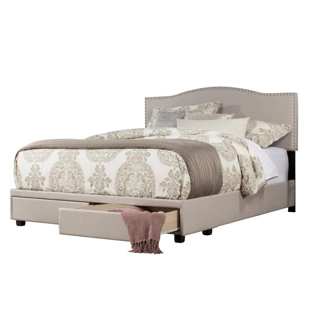 King Kiley Upholstered Storage Bed Gray - Hillsdale Furniture: Polyester, Foam-Filled, Wood Frame, Transitional Style