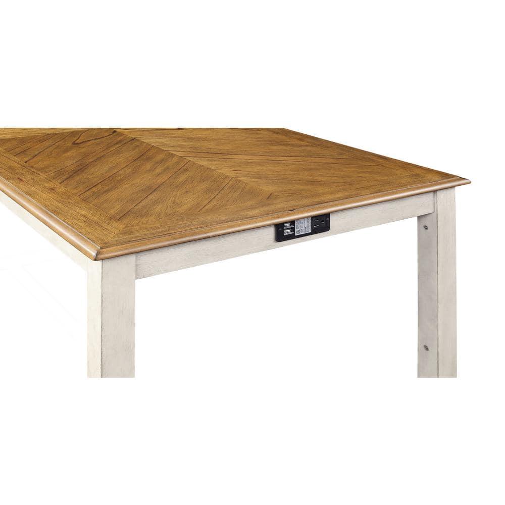 New Classic Furniture Amy 5 Pc 60" Counter Storage Table+Chairs- Bisque/Brown