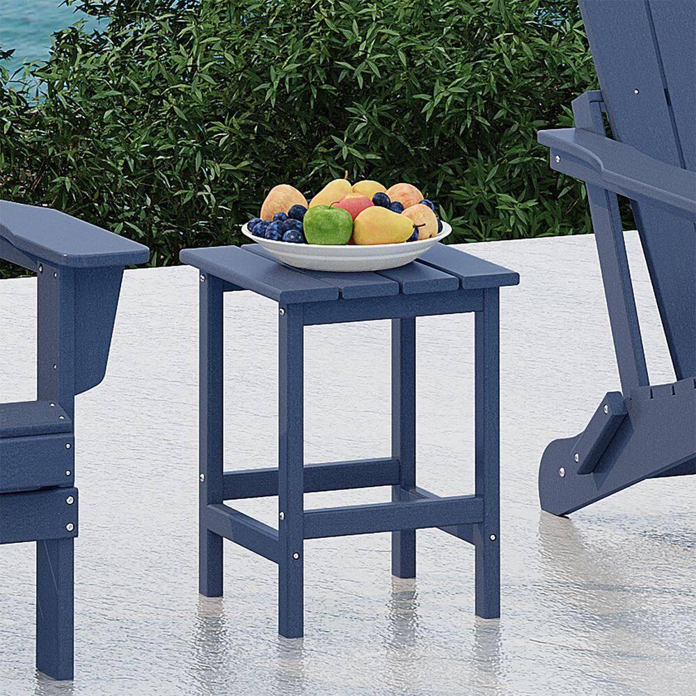 Polytrends  Laguna Hdpe All Weather Outdoor Patio Square Side Table Navy Blue