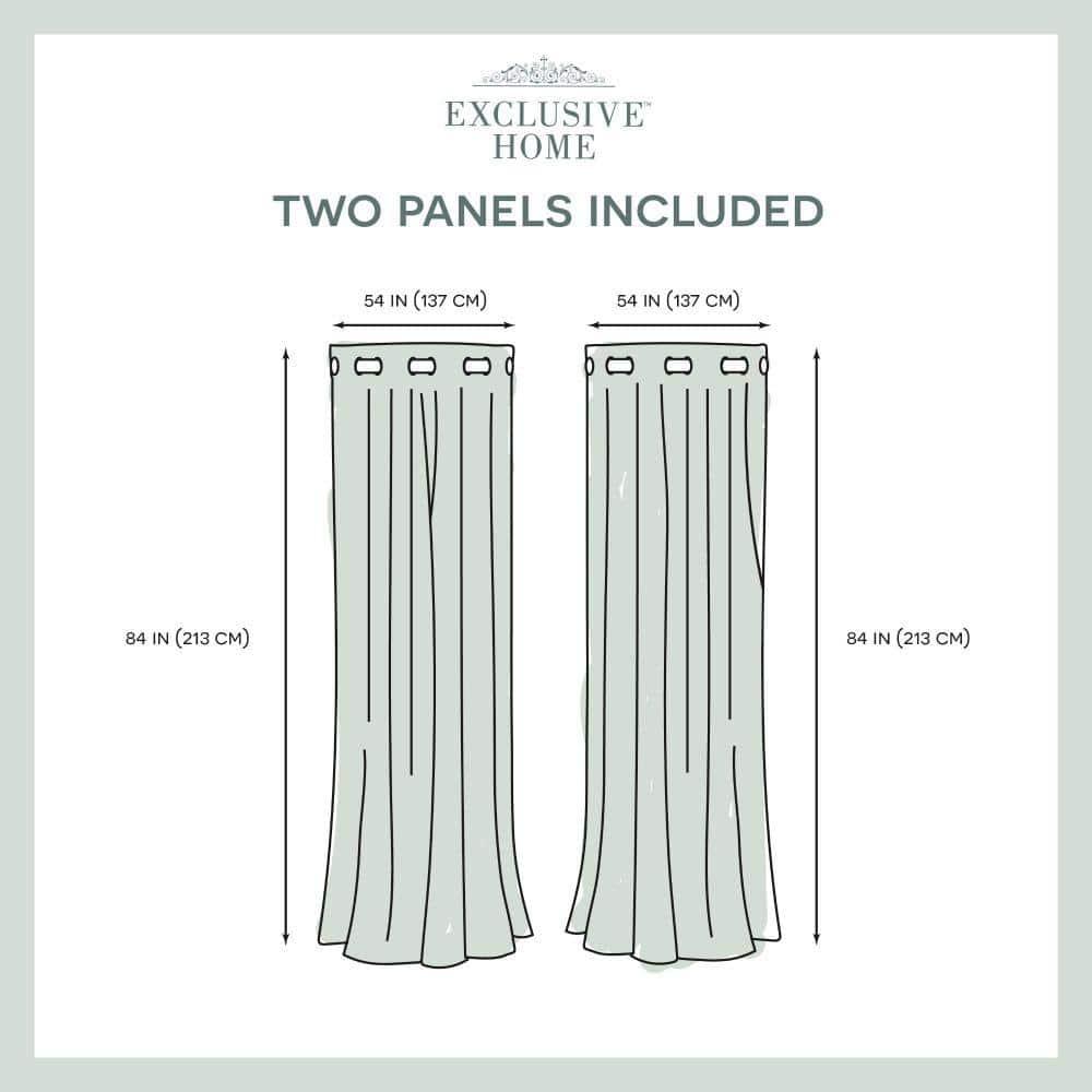 Set of 2 84"x54" Branches Linen Blend Grommet Top Window Curtain Panel Natural: Light Filtering, Botanical Design