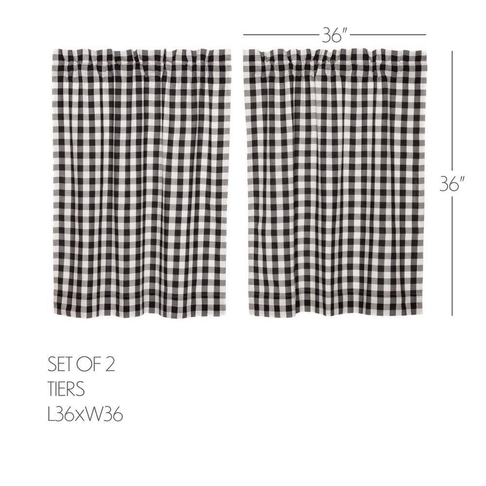 VHC Brands Annie Buffalo Check Plaid Cotton Ruffled Cafe Curtain (Set of 2)