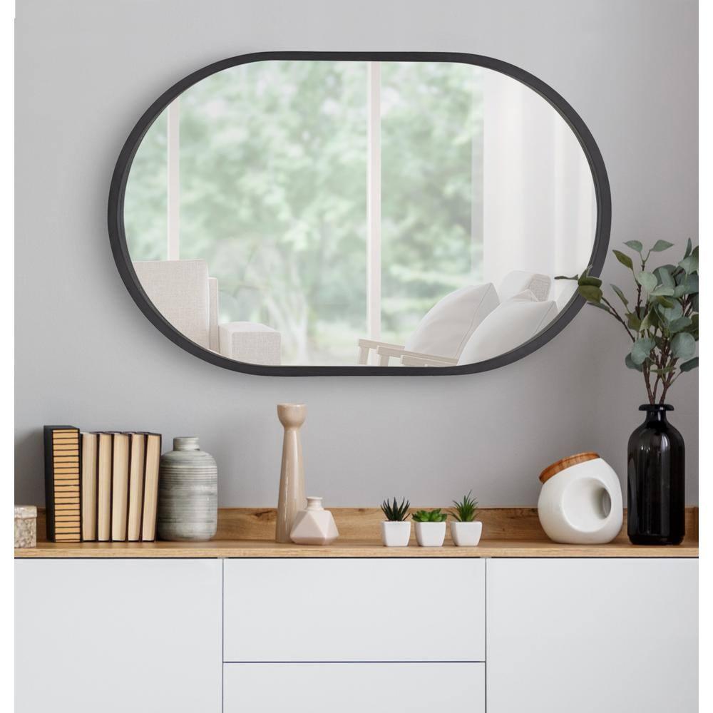 20" x 30" Travis Oval Wall Mirror Black - Kate & Laurel All Things Decor: Modern Style, MDF Frame, No Assembly Required