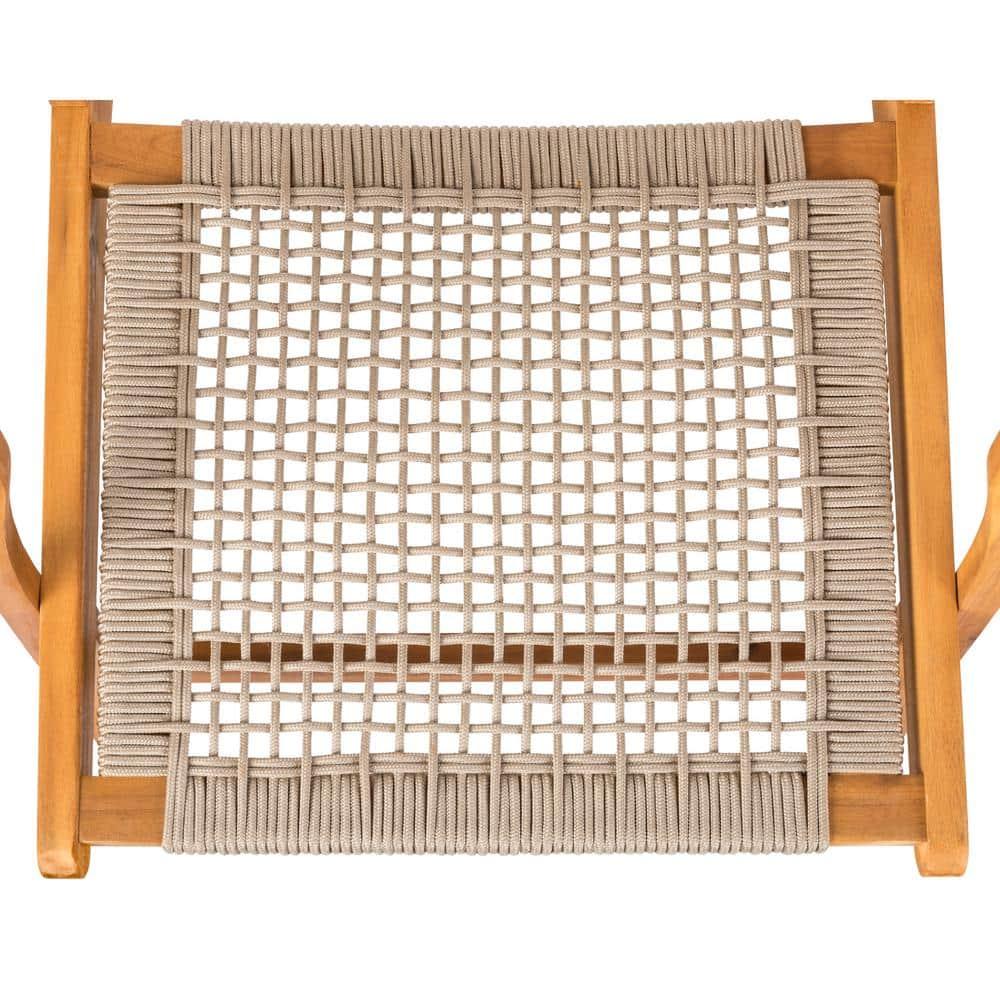 Balkene Home Patio Sense Vega Natural Stain Chair ,Acacia Wood Construction ,Woven Web Seat- Navy Blue Cording