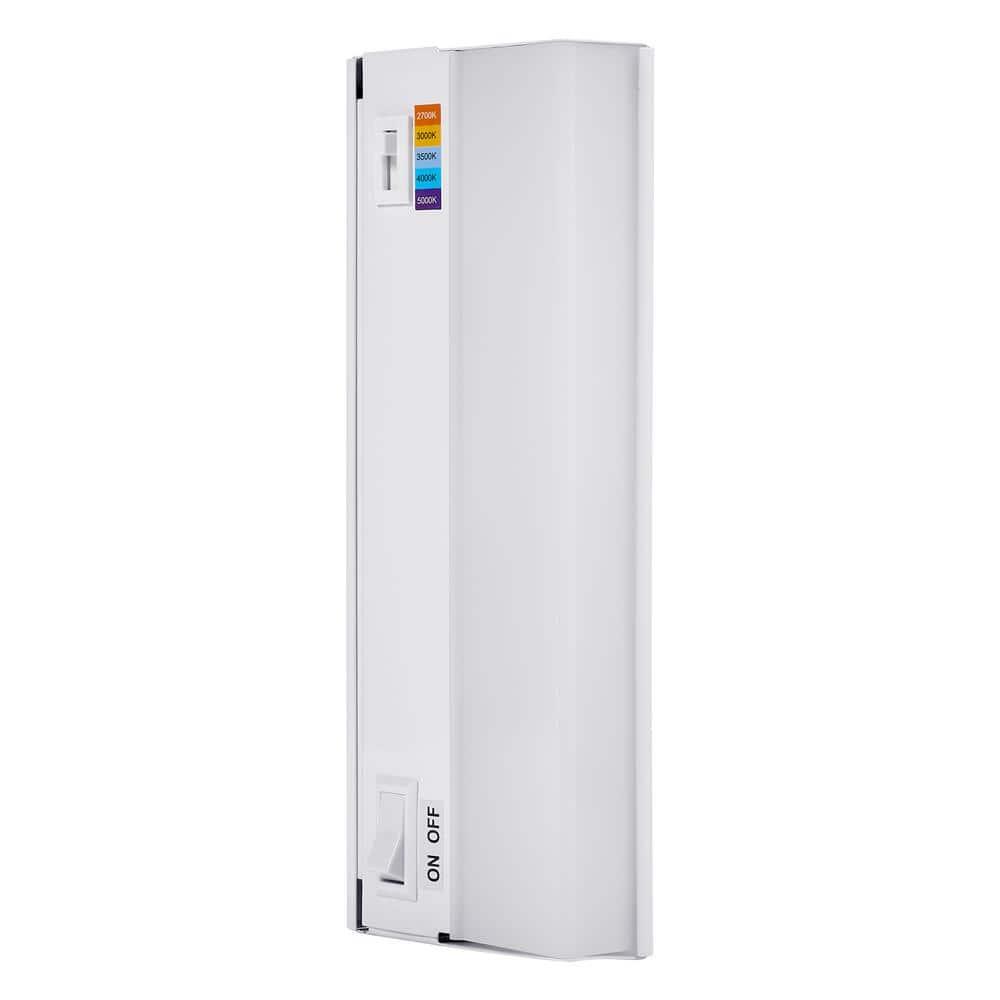 Maxxima 9 in. LED Under Cabinet Light, Hardwired, 270 Lumens, 5 CCT 2700K - 5000K, White, On/Off Switch