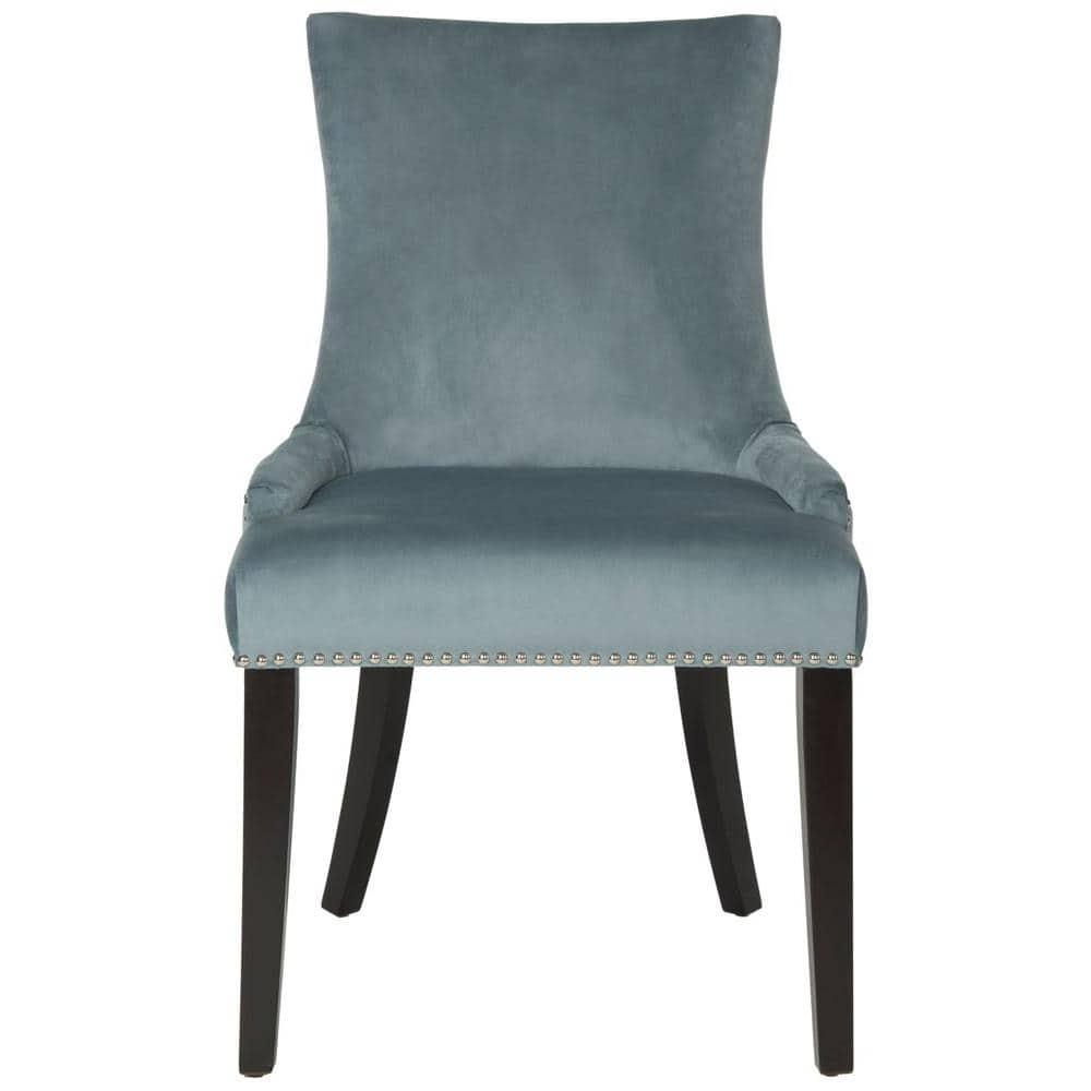Lester 19"H Dining Chair (Set of 2) with Silver Nail Heads - Blue - Safavieh