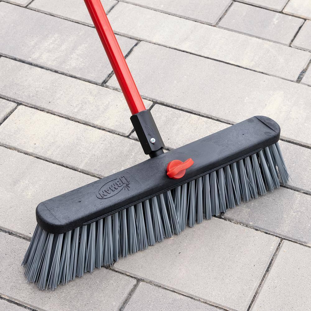 Libman 18 in. Rough Surface Push Broom Red Black