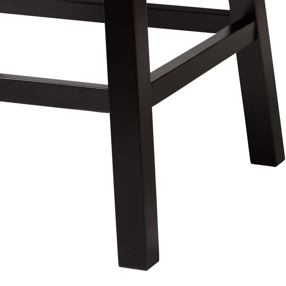 2pc Theron Faux Leather and Wood Swivel  Counter Height Barstool Set Tan/Espresso Brown - Baxton Studio: Mid-Century, Button-Tufted, Nailhead Trim