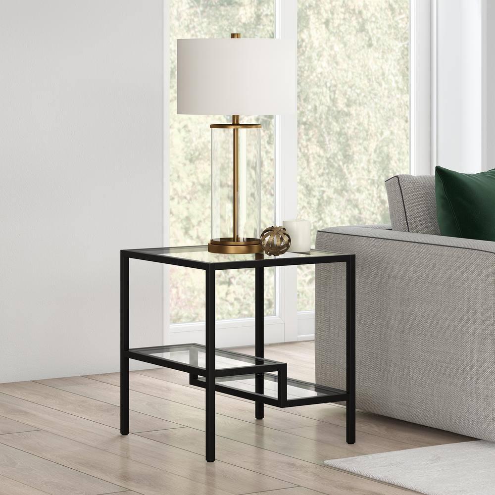 Evelyn&Zoe Lovett 20" Wide Square Side Table, Blackened Bronze