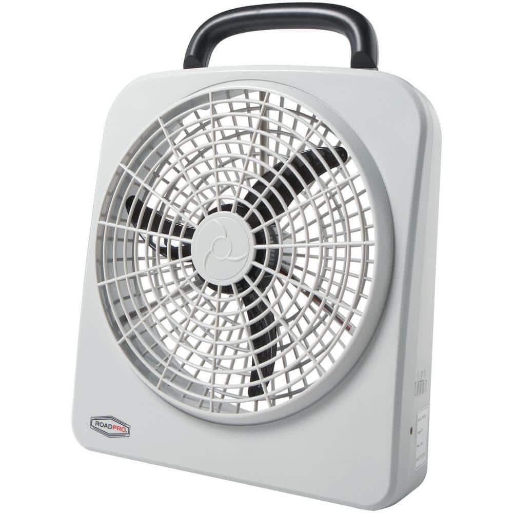 RoadPro Dual Power 12 Volt Plug In Car and RV 10 Inch 2 Speed Portable Fan