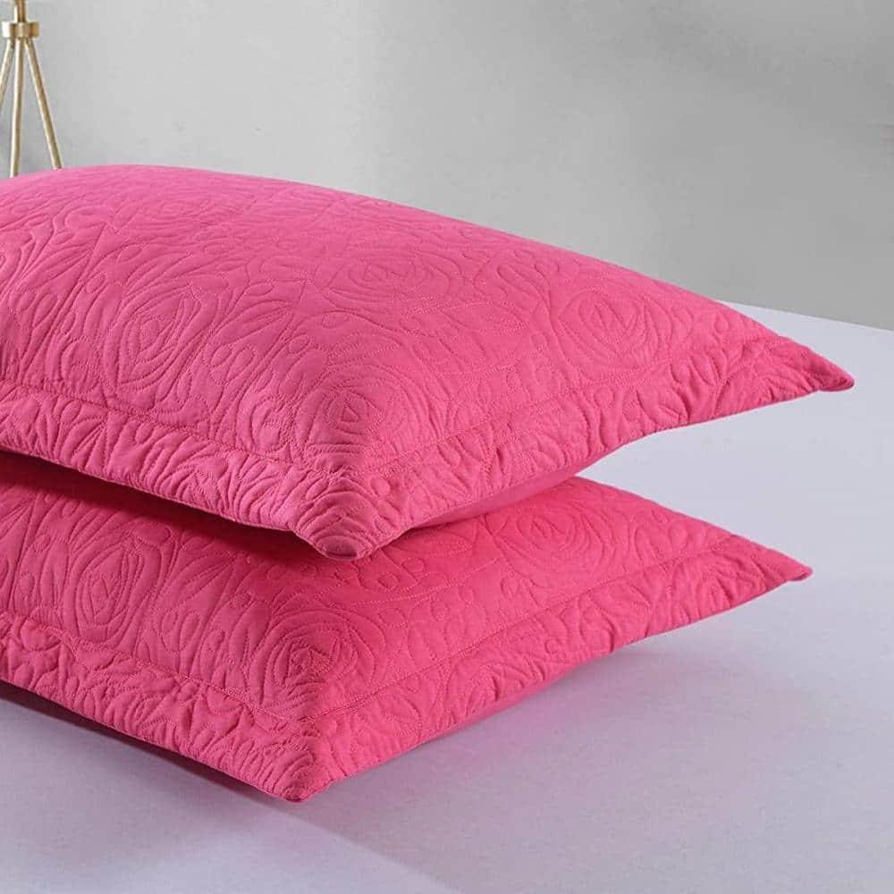 Porch & Den  Manor Embroidered Pillow Sham (Set of 2) Hot Pink 20 x 26 +2