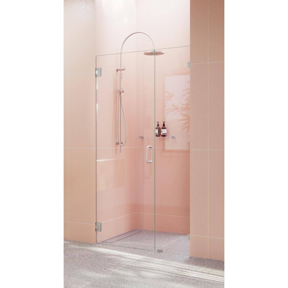 Illume 36.25 in. x 78 in. Fully Frameless Wall Hinge Shower Door