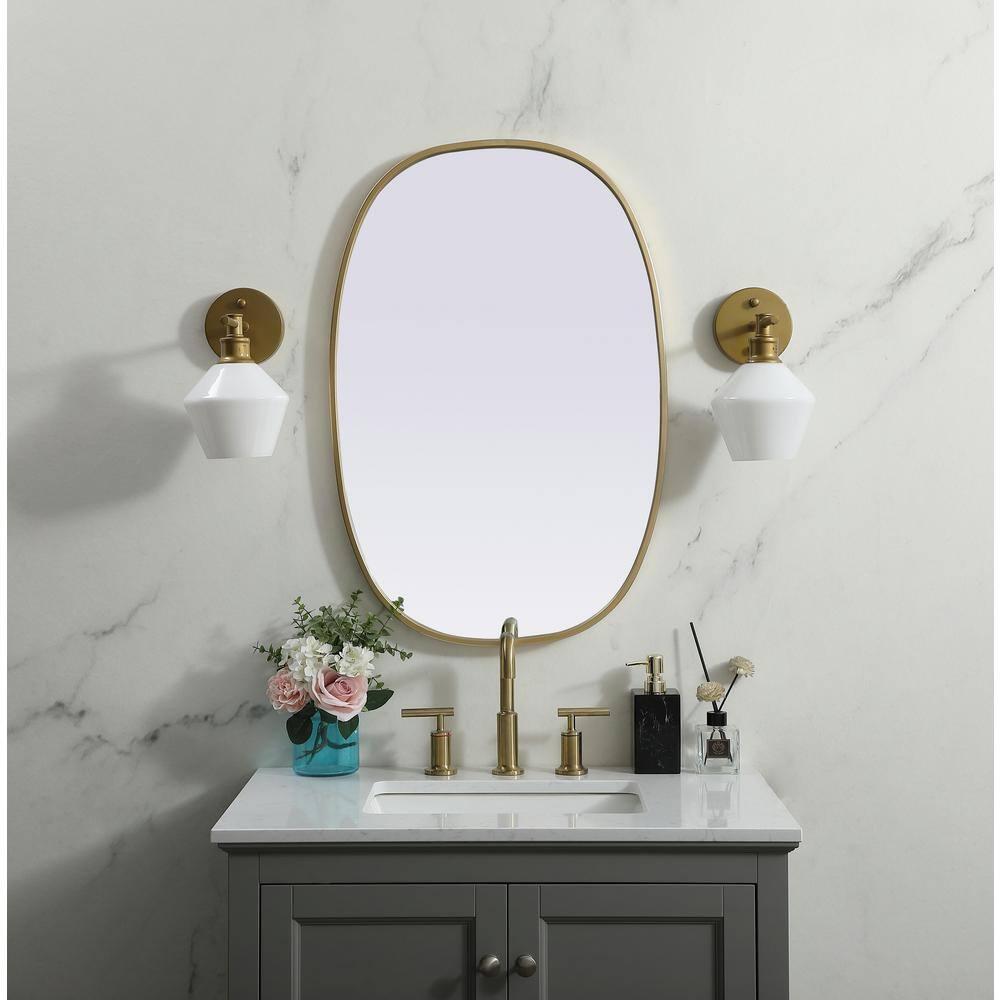Elegant Lighting Metal Frame Oval Mirror 20x30 Inch in Brass