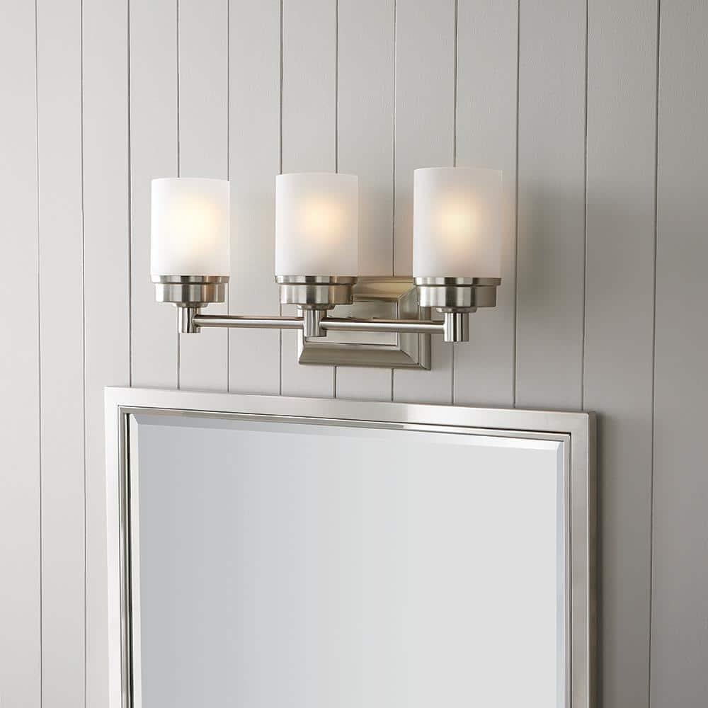 Hampton Bay Transitional 3-Light Brushed Nickel Vanity Light