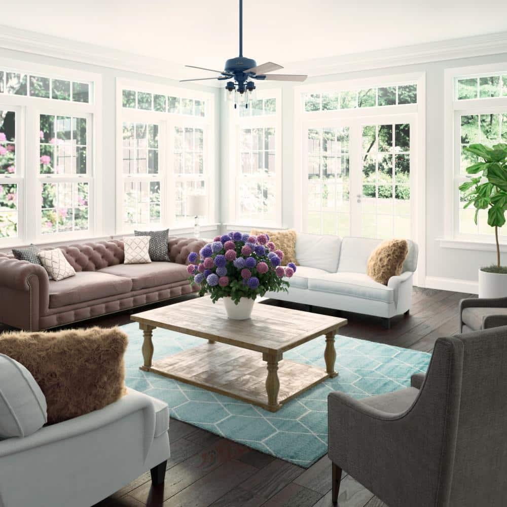 44" Hartland 5 - Blade Modern Farmhouse Indoor Ceiling Fan with Lights and Pull Chains
