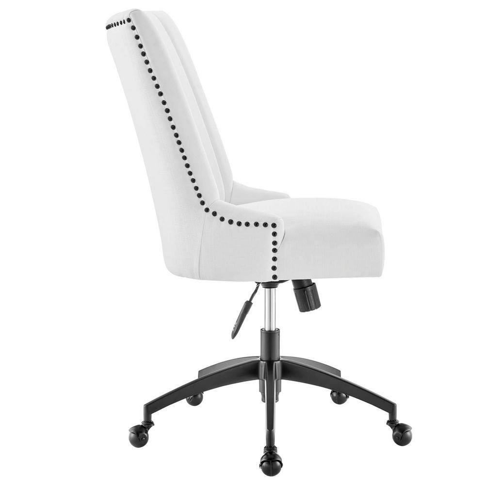 Empower Channel Tufted Fabric Office Chair Black/White - Modway: Armless, with Wheels, Adjustable Height