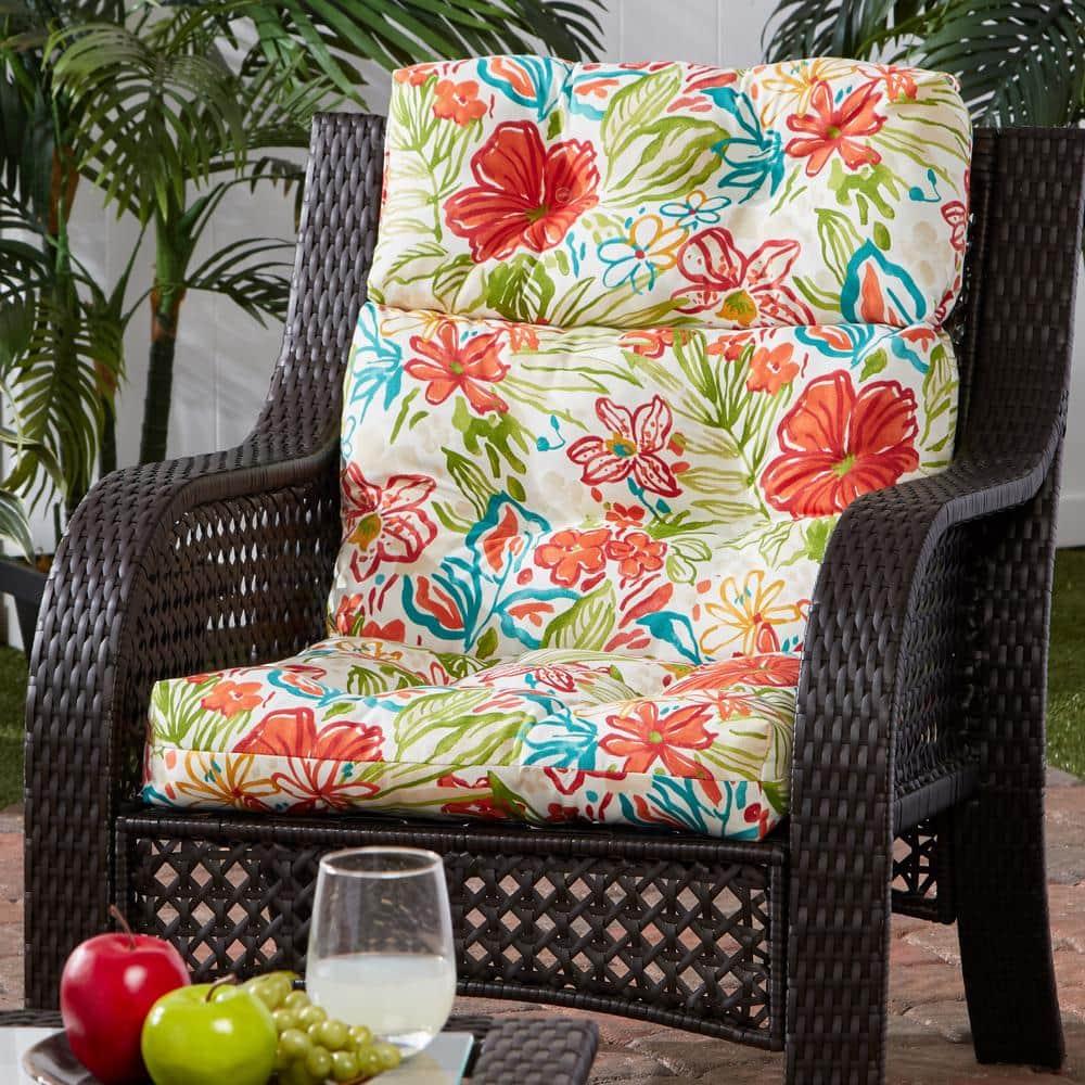 Greendale Home Fashions Breeze Floral 44 x 22 in. Outdoor High Back Chair Cushion