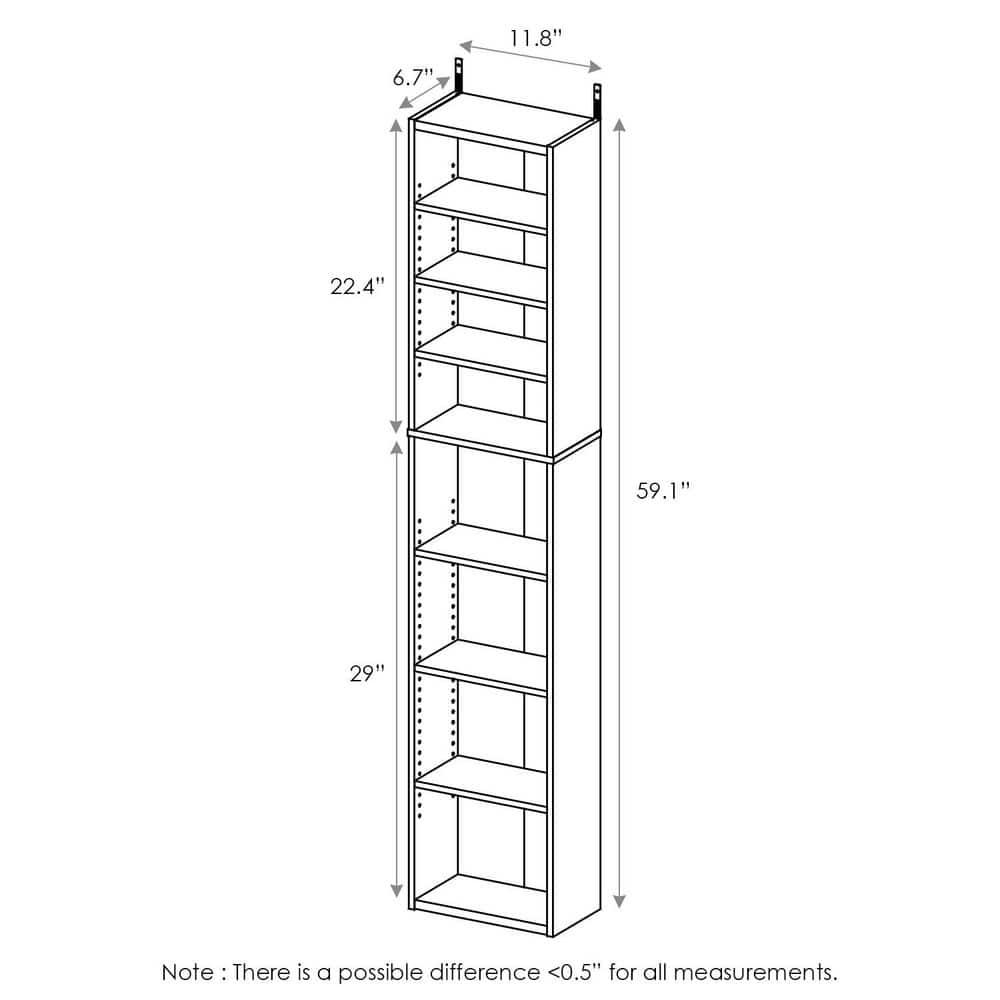 Furinno Indo 8-Tier Adjustable Shelves Multimedia Media Storage Tower Rack, White