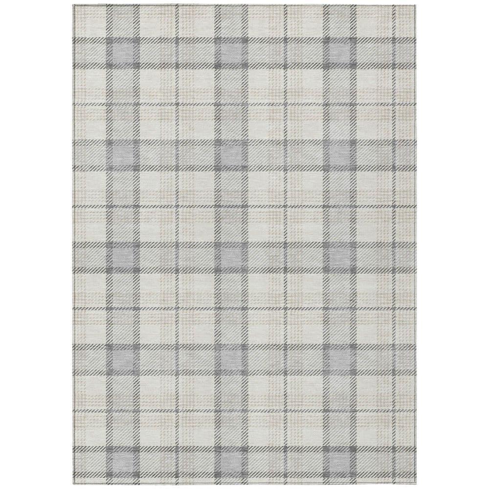 Machine Washable Indoor/Outdoor Chayden ACN1052 Silver Rug