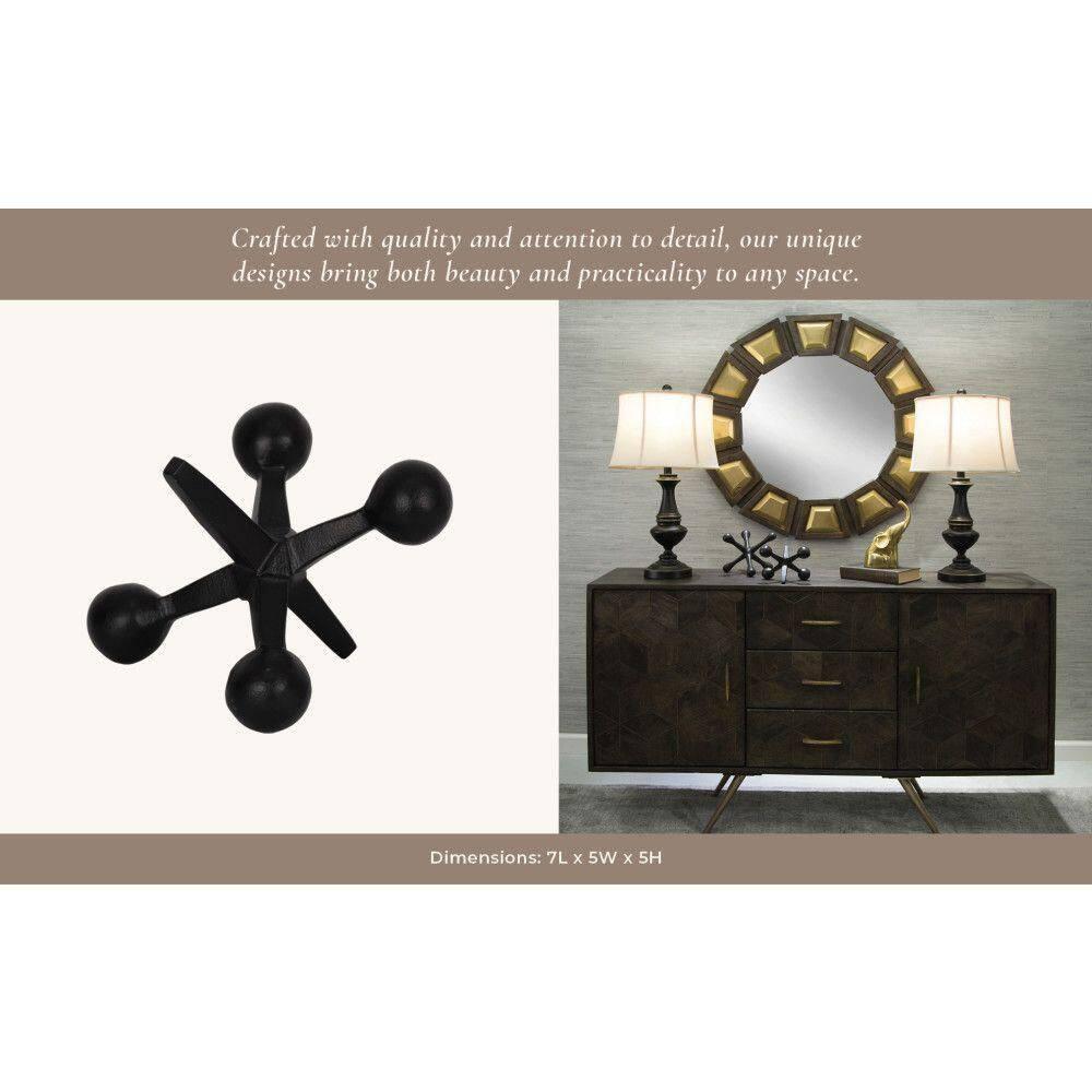 Sagebrook Home Creative Metal Jacks Sculpture for Room, Bedroom or Office Decor, Aluminum, Black 7 L x 5 W x 5 H Inches