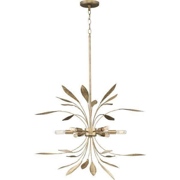 Progress Lighting Mariposa 6-Light Hanging Pendant, Antique Gold, Steel, Contemporary, No Shade