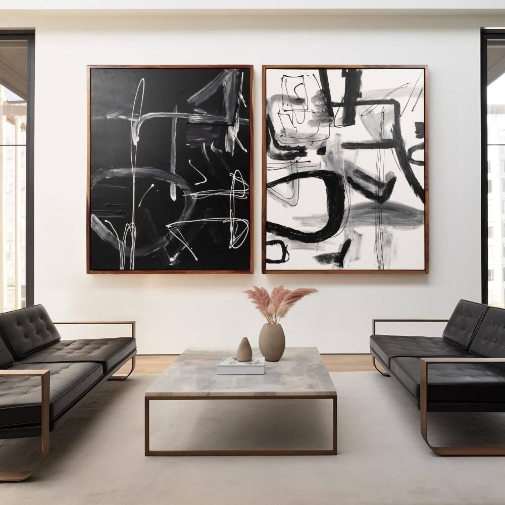 Sagebrook Home Set Of 2 95X59 Hand Painted Contemporary Art (Set of 2)