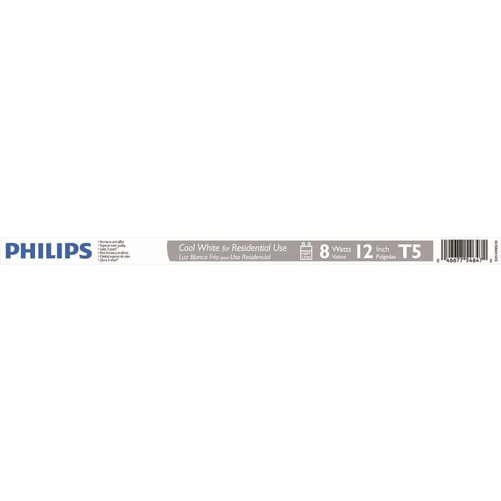 Philips 3004925 0.63 x 12 in. 8W T5 4100K Fluorescent Tube Light Bulb Cool White Linear