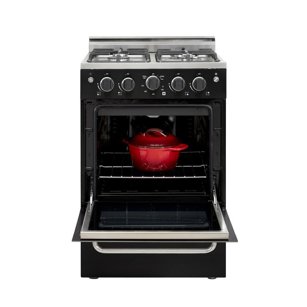 Unique Appliances Prestige 23.5" 4 burner 2.3 cu. ft. Freestanding Gas Range with Convection Oven UGP-24V PC1 B