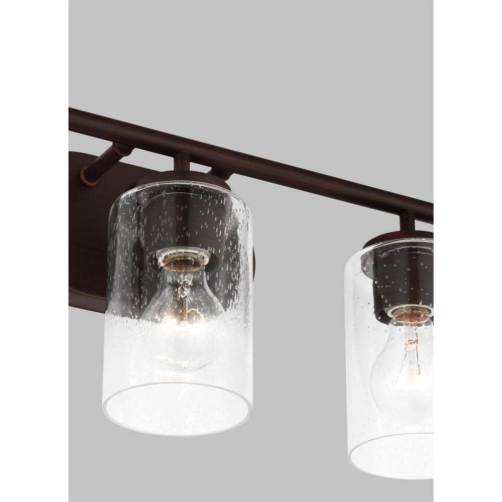 Oslo Bronze 3-Light Vanity Fixture with Clear Seeded Glass
