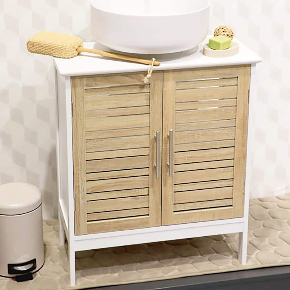 Evideco Stockholm Vanity Base Only Sink Floor Cabinet 2 Doors Oak-Colored