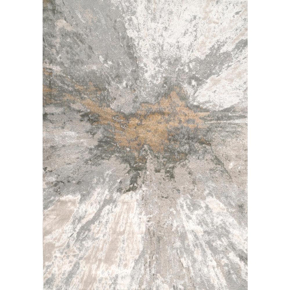 Nuloom Cyn Abstract 8 Square Indoor Area Rug for Living Room Bedroom Dining Room Kitchen, Silver/Ivory