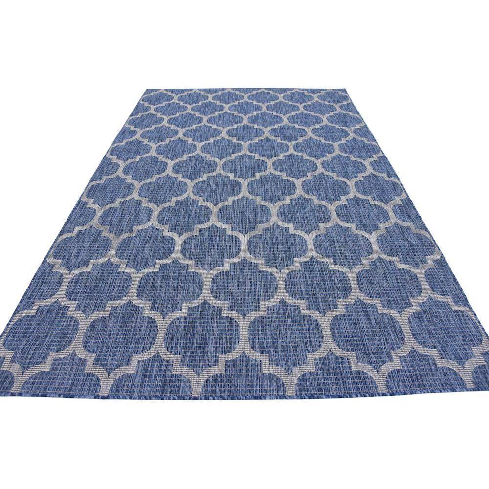 Unique Loom 6' 1 x 9' 0 Rectangle Indoor/Outdoor Trellis Navy Blue Area Rug
